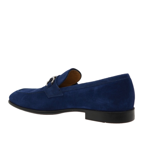 Salvatore Ferragamo Foster Gancini Loafers Indigo Suede Leather Size 10 New main image 4
